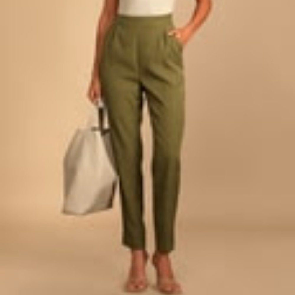 Like Clockwork Olive Green Trouser Pants Lulus